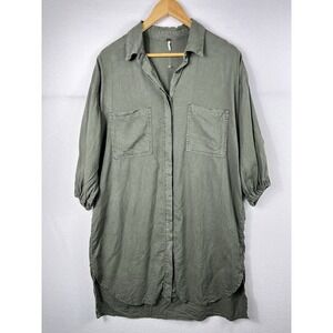 YFB Young Fabulous‎ & Broke Shirt Dress Green Linen Blend Size XS